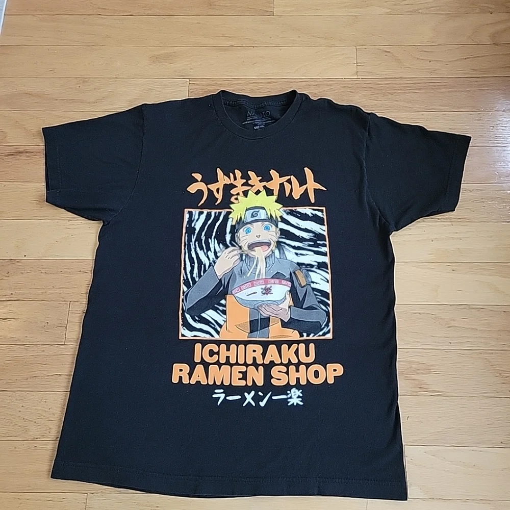 Naruto Shippuden Ichiraku Ramen Shop Graphic T Shirt Mens Large Black Shorteeve - Picture 1 of 5
